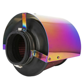 Universal 2.5-5 inch Neo Chrome Stainless Steel Cone Air Filter Heat Shield Cover