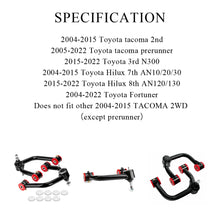 Load image into Gallery viewer, Toyota Hilux / Tacoma / Fortuner 2005-2022 Steel Front Upper Control Arms for 2-4 inch Lift