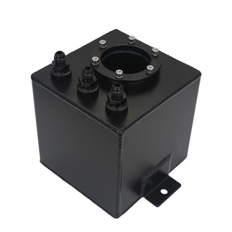 Universal 2L Aluminium Fuel Surge Tank with 6AN Fittings - Raw / Black