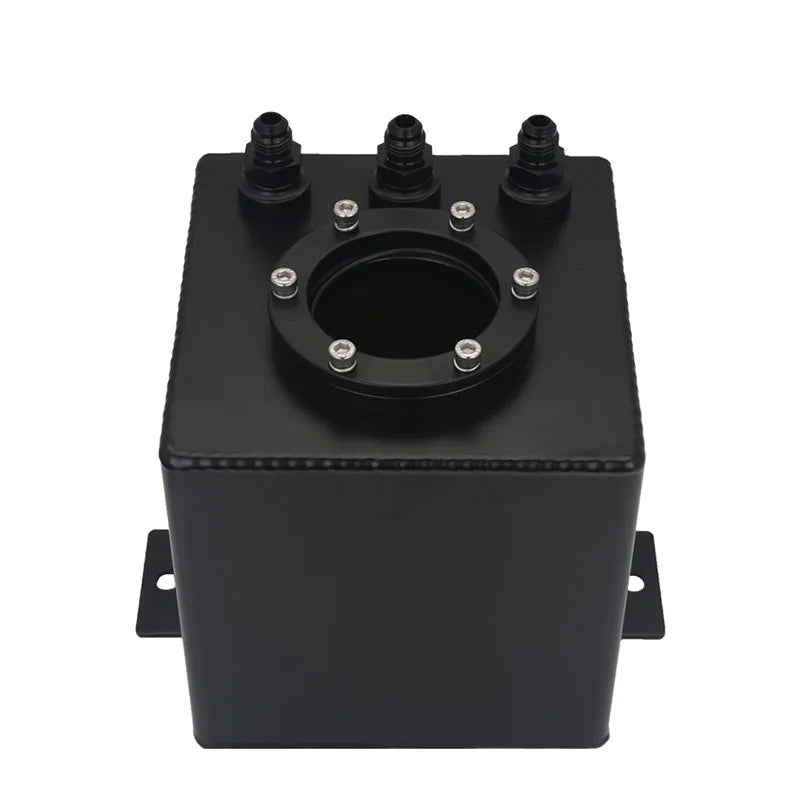 Universal 2L Aluminium Fuel Surge Tank with 6AN Fittings - Raw / Black