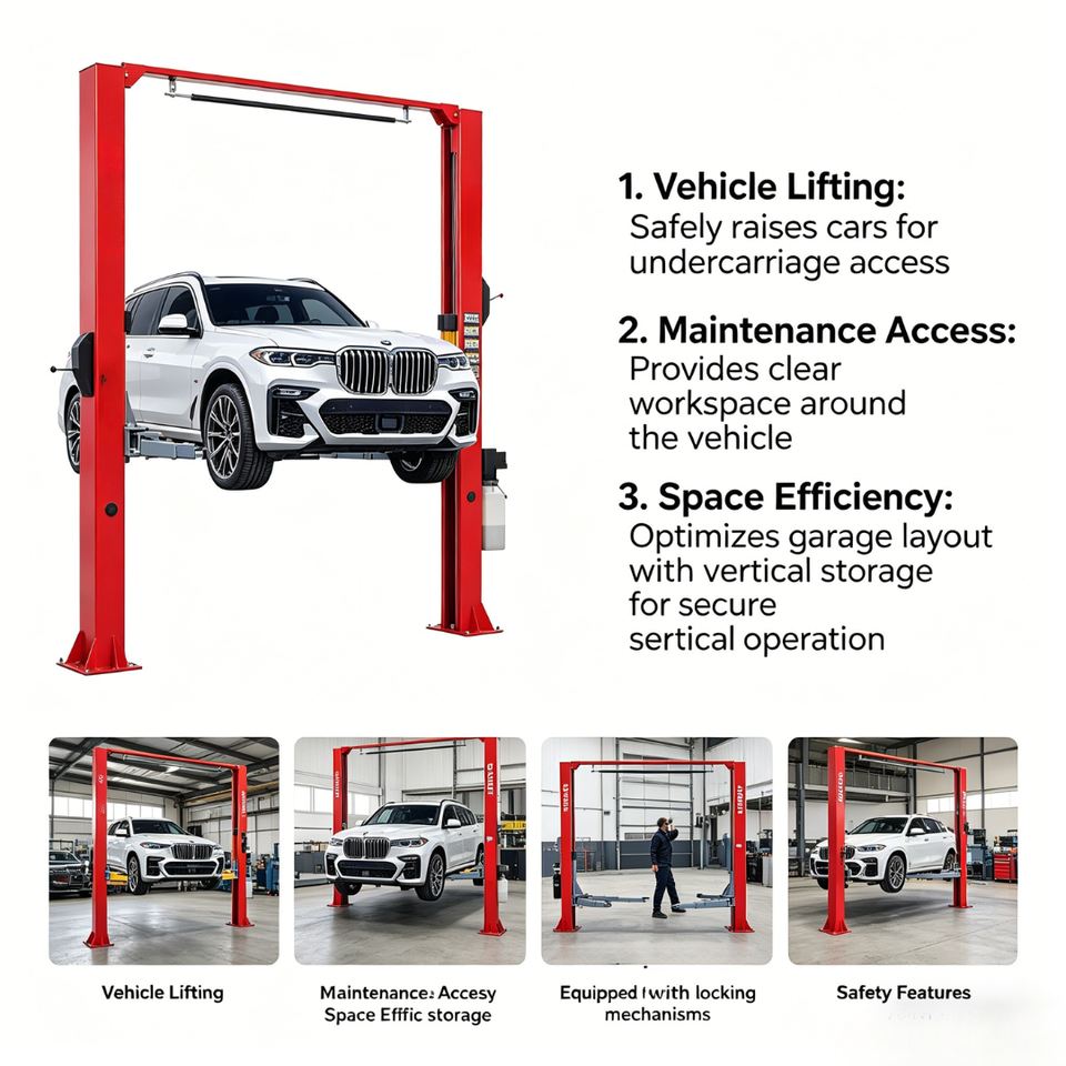 Ultra Quiet Auto Car Lift Rustproof Sturdy Structure Suitable for Car Wash Repair Center Residential Garage Use