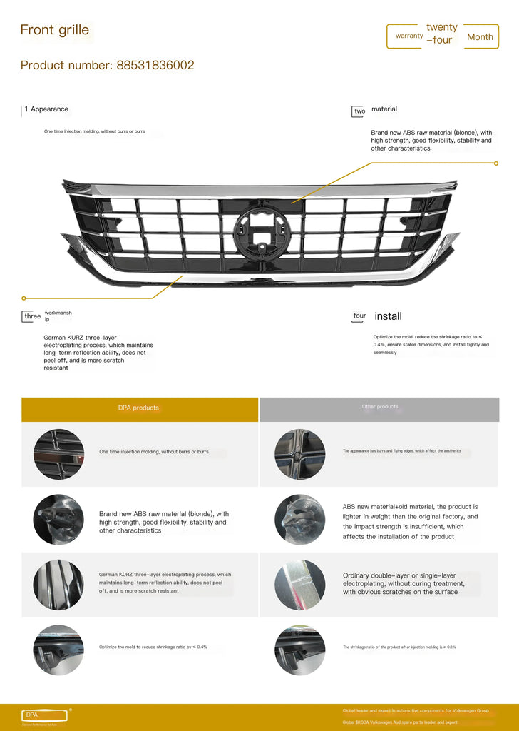 Volkswagen Touran 2015–2016 Front Radiator Grille 5TD853651A