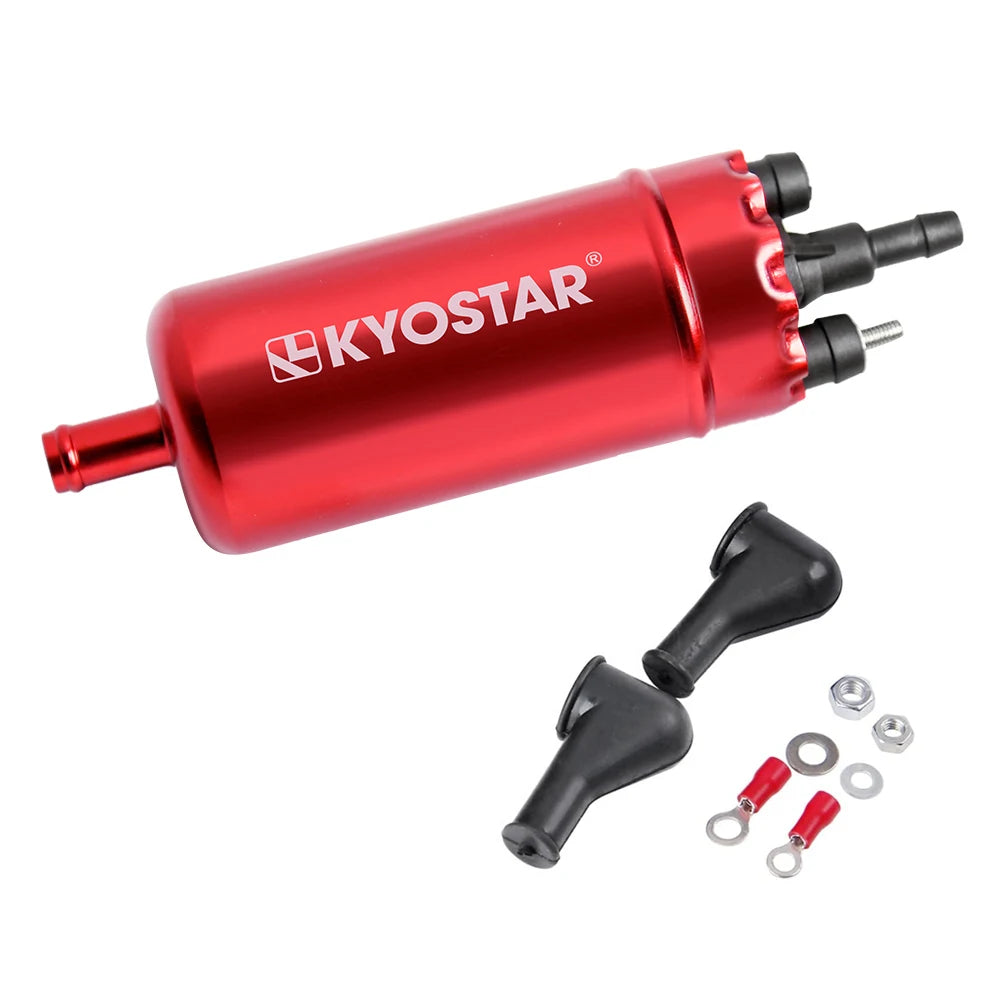 Universal 12V Inline High Pressure Fuel Pump Kit, 135 L/hr at 3 bar, Black or Red