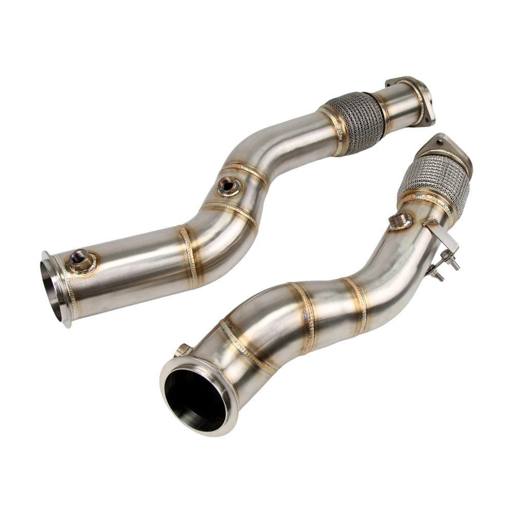 BMW X3 M F97 / X4 M F98 2019+ S58 3.0TT Stainless Steel Catless Dual Downpipes with O2 Sensor Ports
