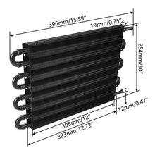 Load image into Gallery viewer, Universal 8 Row Plate and Fin Aluminium Transmission Oil Cooler 15.5 x 10 x 0.75 Inch with 6AN Ports - Black