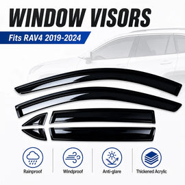 Toyota RAV4 2019-2024 Window Visors Rain Guards (Dark Smoke)