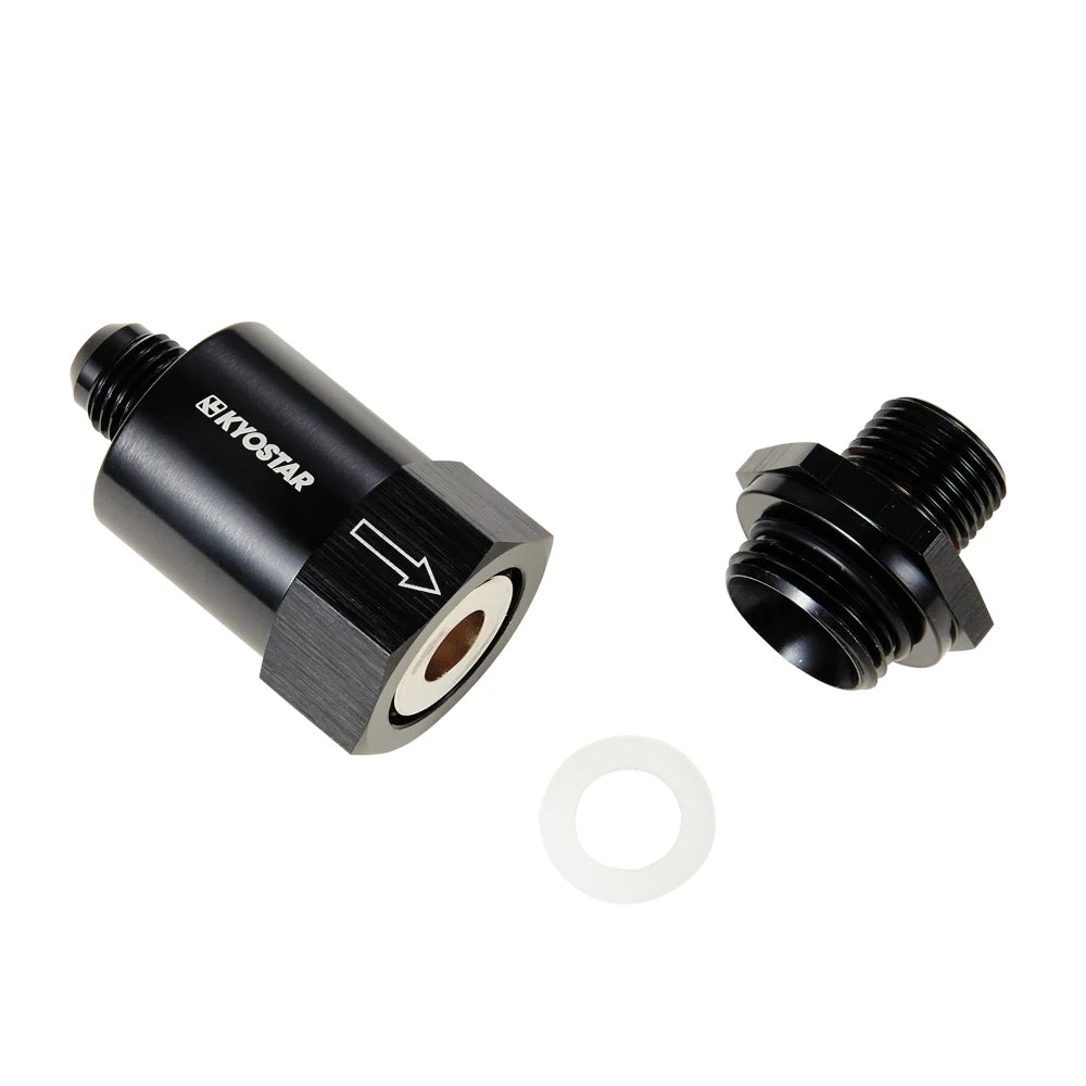 Universal Inline Fuel Filter - AN6 / AN8 Male Inlet, M18x1.5 Outlet, 30 Micron Element