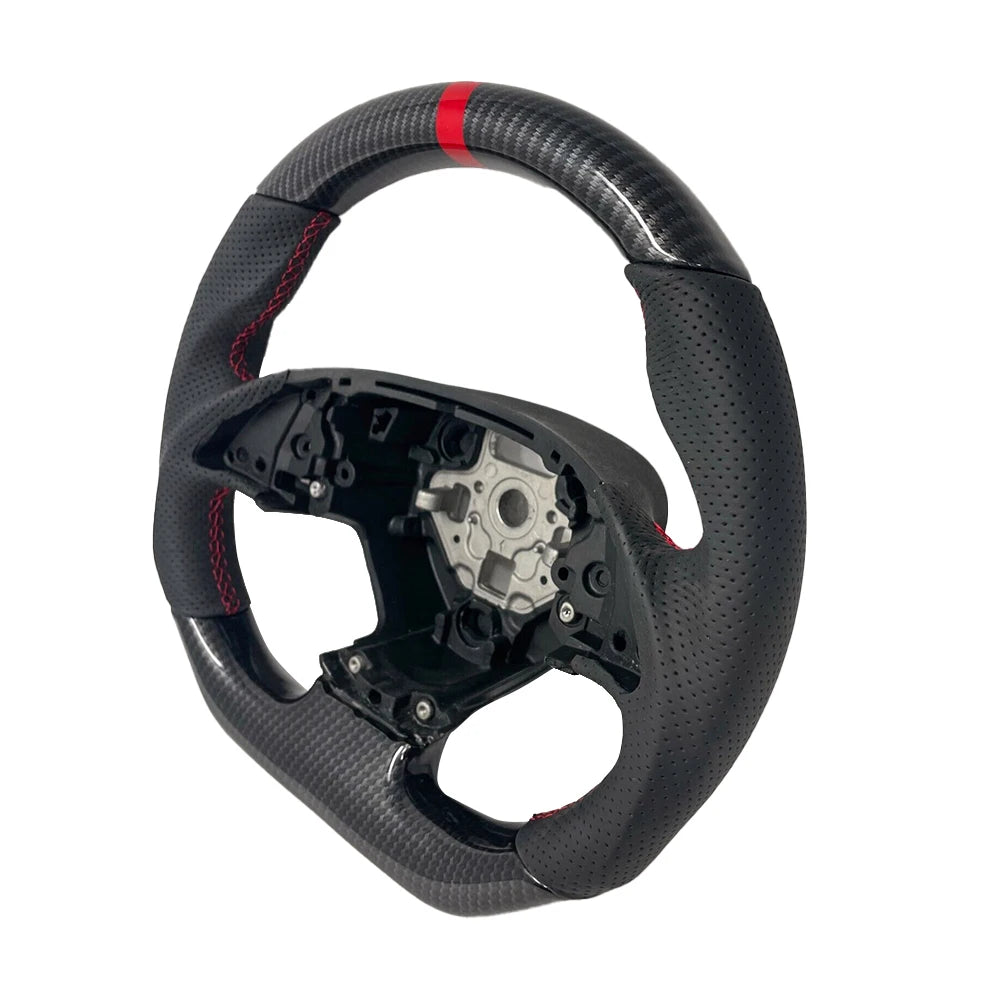 Chevrolet Corvette C7 2014-2018 Carbon Fibre and Leather D-Shaped Flat-Bottom Steering Wheel