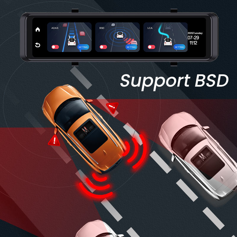 12" 4K Mirror Dash Cam Front & Rear | GPS, WiFi, 4G, ADAS Smart Touch Screen Car DVR