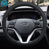 100% DERMAY Brand Leather Car Steering Wheel Cover Anti-slip for Hyundai i30 kona i10 i35 elantra santa fe Auto Accessories