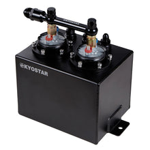 Load image into Gallery viewer, Universal 3L Aluminium Fuel Surge Tank Kit with 10AN Fuel Rail and Dual External Fuel Pumps - Black