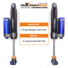 Rise 2-3.5 Inches Height Adjustable Rear Remote-Reservoir Shocks for Jeep Wrangler TJ 1997-2006 Cherokee