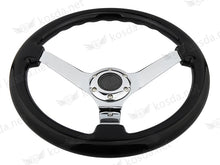 Load image into Gallery viewer, Classic 14 Inch 350mm Deep Dish Wood Steering Wheel with Chrome Spokes - Black Ring, 45mm Dish