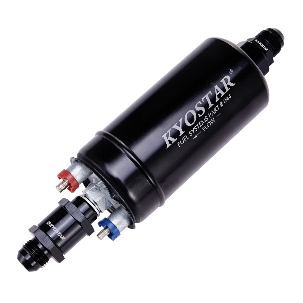 Universal High Flow 350 LPH External Fuel Pump with AN8 One-Way Check Valve - Black