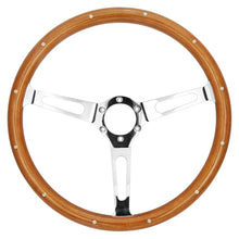 Load image into Gallery viewer, Vintage Universal 15 inch 380 mm Classic Wooden Grain Steering Wheel, Silver Chrome 3-Spoke