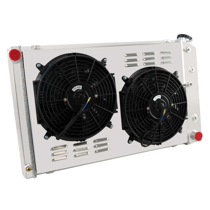 4 Row Radiator Shroud Fan Assembly for Chevy C10 Camaro Monte Carlo 1970-1987