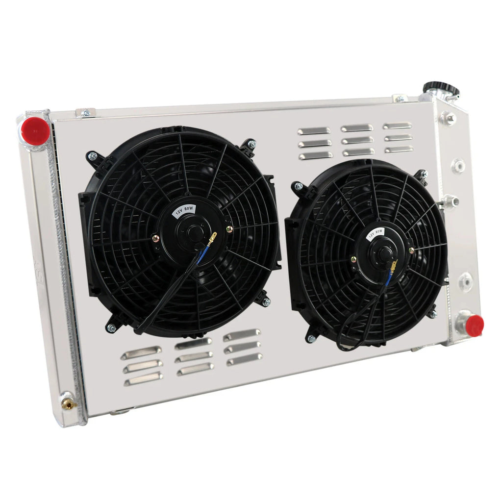 4 Row Radiator Shroud Fan Assembly for Chevy C10 Camaro Monte Carlo 1970-1987