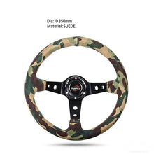 Load image into Gallery viewer, Universal 350 mm 3-Spoke Racing Steering Wheel Black/White Leather &amp; Suede – VW, BMW