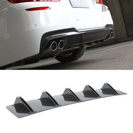 Universal Black Aluminium Rear Bumper Lip Diffuser with Shark Fin Design