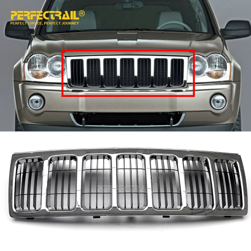 PERFECTRAIL 55157458AB 55157458AE Factory Auto Car Body Parts Chrome Front Grille for Jeep Grand Cherokee III SUV 2005-2010