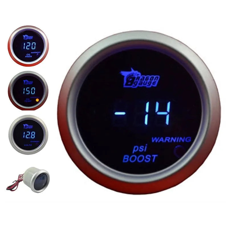Universal Digital Electronic Racing Gauge, Boost / Oil Pressure / Temp / Tacho / Volt / AFR, 52-120 mm
