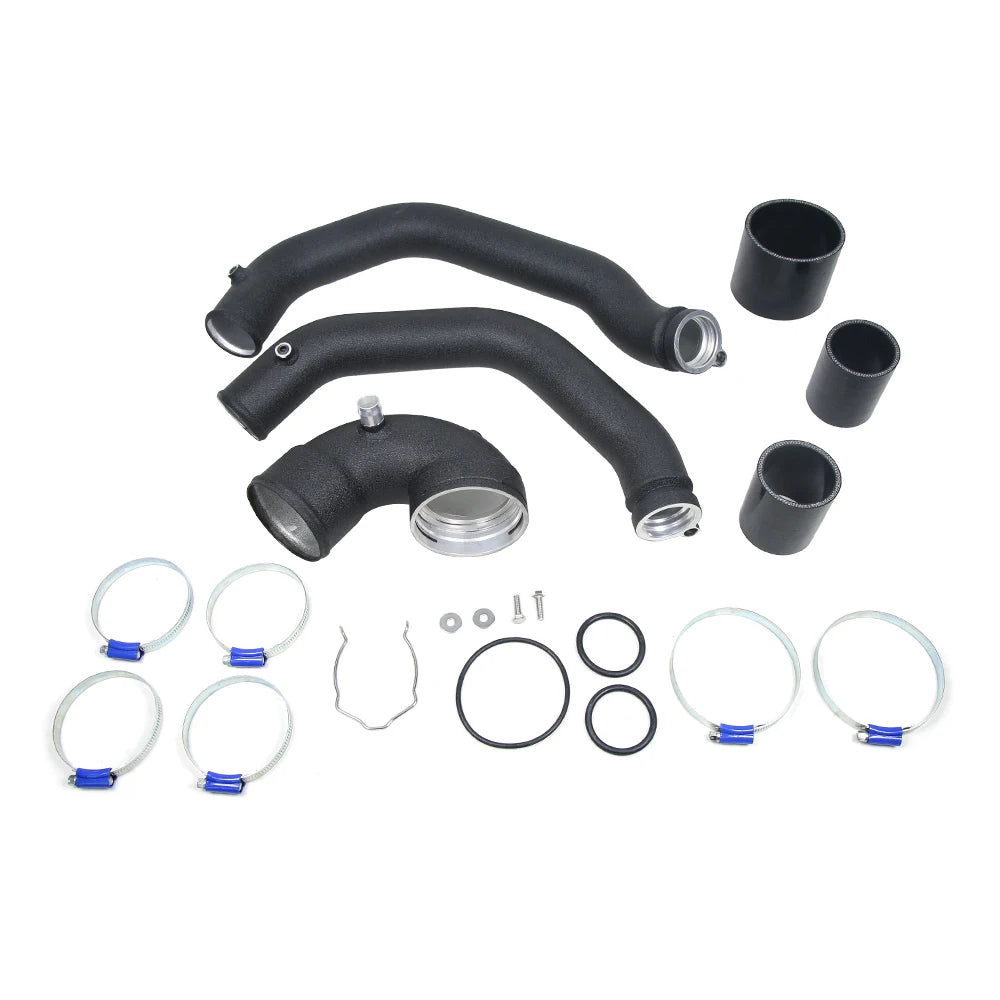 BMW M2 / M3 F80 / M4 F82 F83 2015-2019 S55 3.0T Black Top Mount Intercooler Kit with Charge Pipes and Silicone Tubes