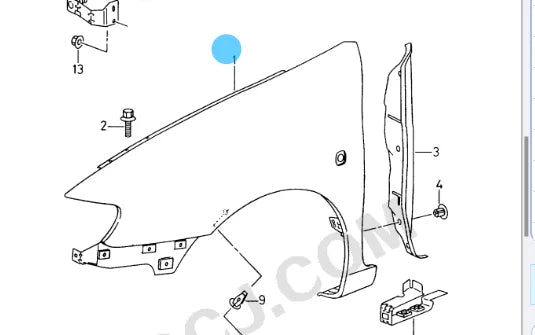 VW Polo / Derby South America Left Front Fender 6K0821021D