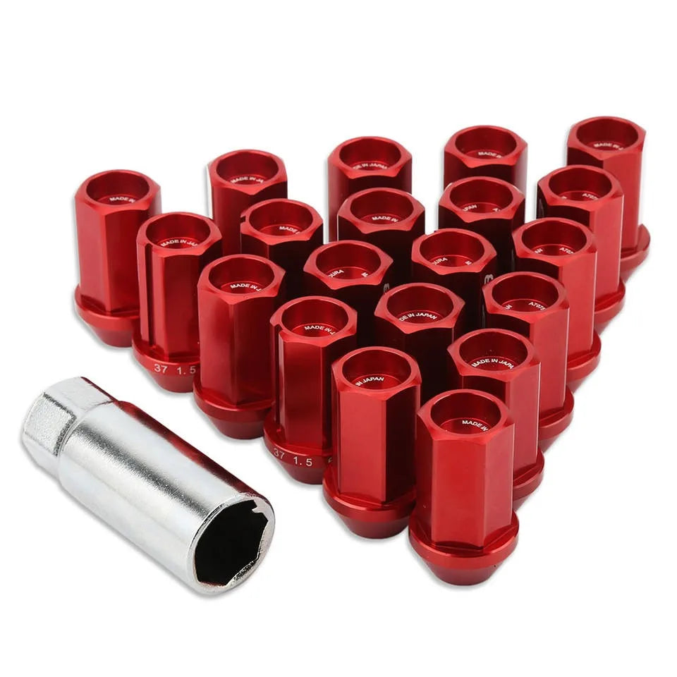 Universal M12x1.5 / M12x1.25 42 mm Aluminium Tuner Wheel Nuts with Locks, 19 mm Hex, 20 Piece Set