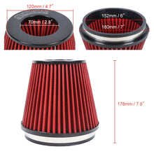 Load image into Gallery viewer, Universal 6 inch High Flow Cone Air Filter - Red or Black, 178mm