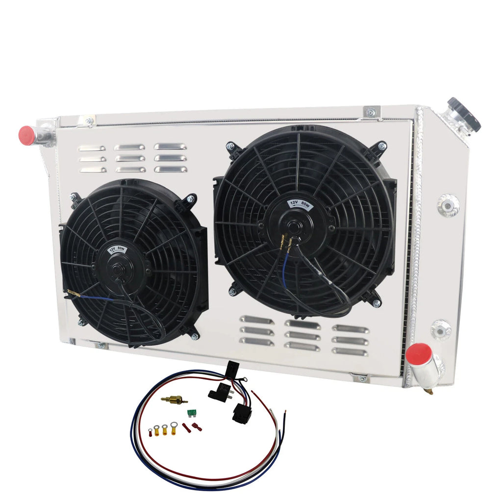 In Stock Radiator 4-Row Shroud Fans Relay for CHEVY CORVETTE 350Cu 5.0 5.7L V8 1977-1982