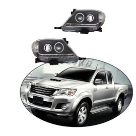 Black Housing Double Angel Eyes High Quality  LED Headlight for Hilux Vigo 2012-2014