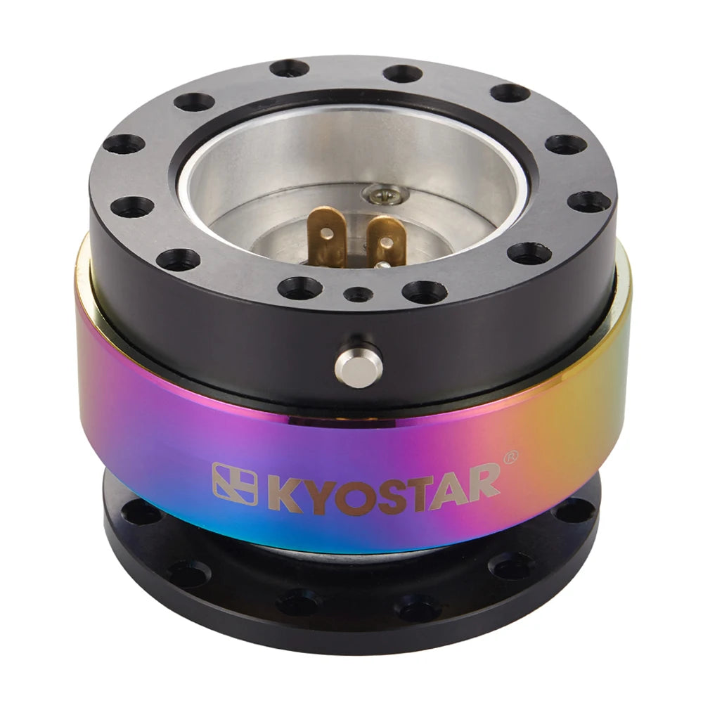 Universal Neo Chrome Aluminium Steering Wheel Quick Release Control Hub for 6-Hole Adaptors