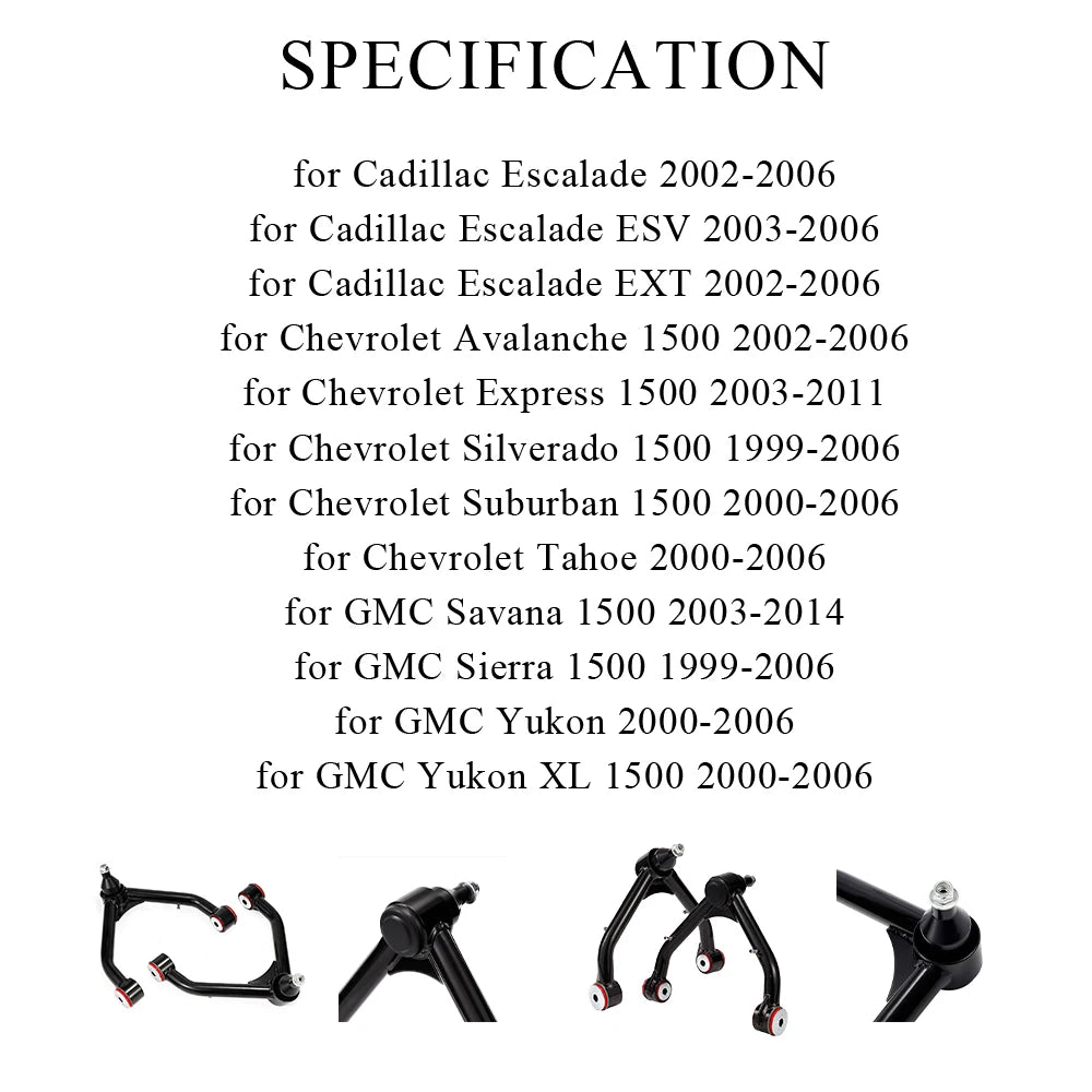 Chevrolet Silverado / GMC Sierra 1999-2006 Front Upper Control Arms for 2-4 inch Lift - Black