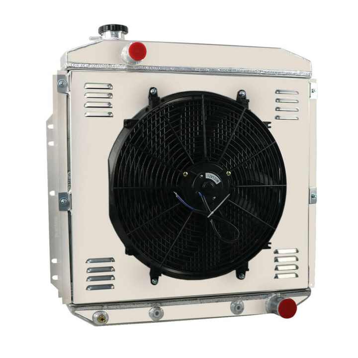 4 Row Aluminum Radiator & Shroud Fan for Ford F100 F250 F350 Chevy V8 1953-1956
