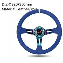 Load image into Gallery viewer, Universal Black Leather/PU 3-Spoke Racing Steering Wheel 280–360 mm – BMW, VW, Porsche