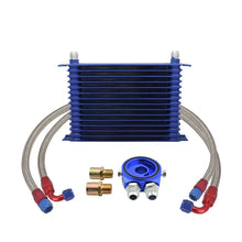 Load image into Gallery viewer, Universal 15 Row AN10 Aluminium Oil Cooler Kit with 8 Inch Slim Electric Fan