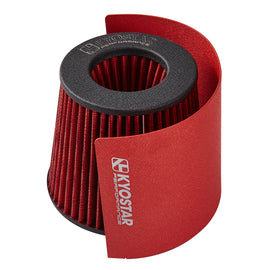 Kyostar Universal Steel Cone Air Filter 2.5''-5'' Red Heat Shield Cover for Air Intake Filters