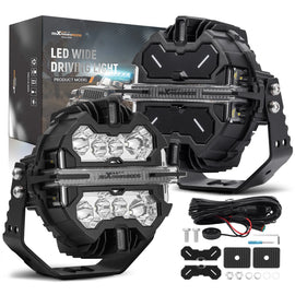 7inch 2x Round LED Headlights Driving Auxiliary Light Offroad Led Bar 270Â° Beam DRL 150W for Offroad 4X4 SUV