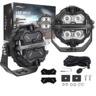 Universal 3.5" LED Fog Driving Headlights, Auxiliary DRL, 160W, White + Amber, for Off-Road Sport