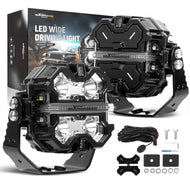 Universal 3.5" LED Fog Driving Headlights, Aluminum Housing, Spot Beam & Side Shooter, IP68, 160W