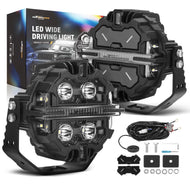 Universal 5" 212W LED Fog Driving Headlights, White/Amber DRL RGB, for Off-Road 4x4 SUV