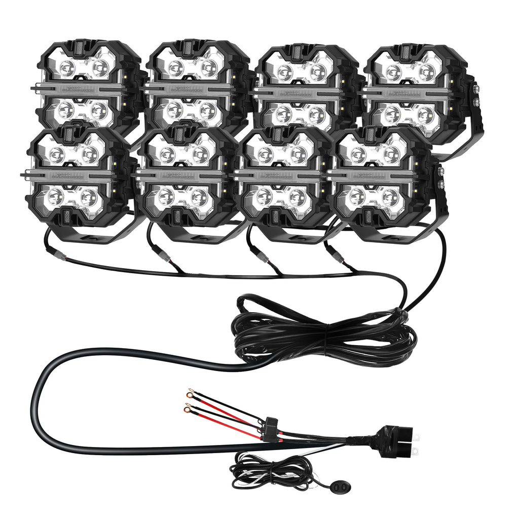 Led Offroad Light Wiring Harness Kit Around 3.65m 4-PIN DT Plug Lights 1-to-8 Auxiliary Driving Lights with DRL