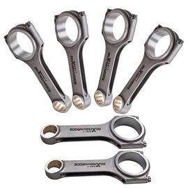 BMW 640i / 135is / M135i N55B30 3.0L Turbo Floating Pin Piston H-Beam EN24 4340 Steel Connecting Rods 6x