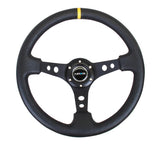 Steering Wheel 350mm 3in Dish Black LeatherYlwStr