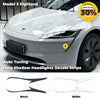 2Pcs/Set For Tesla Model 3 Highland 2024 Car sticker Headlight Strips Bumper Fang Shadow Decals Auto Exterior 2024 Accessories