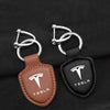 3D Metal Car Keychain Ring Vintage Leather Keyring Accessories for Tesla Model 3 Y S X 2021 Roadster Cybertruck Juguete Space X