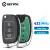 KEYYOU Car Remote Flip Key Fob For Hyundai  Accent Ix35 IX45 I30 Solaris Tucson I20 Santa Fe 433Mhz ID46 Chip