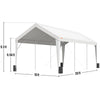 Carport 10x20 ft Heavy Duty Car Canopy Garage with 8 Reinforced Poles & 4 Weight Bags UV Resistant Waterproof Tarp