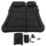 2-in-1 Car Inflatable Mattress Soft PVC Flocking Travel Bed with Pump Black