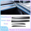 Car Dashboard Cover For Tesla Model 3 Y Door Dash Trim Panel Carbon Fibre ABS Interior Accessories Sticker 2021-2024 New